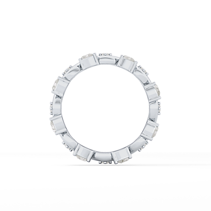 0.56 TCW Round & Pear Lab Grown Diamond Half Eternity Wedding Band