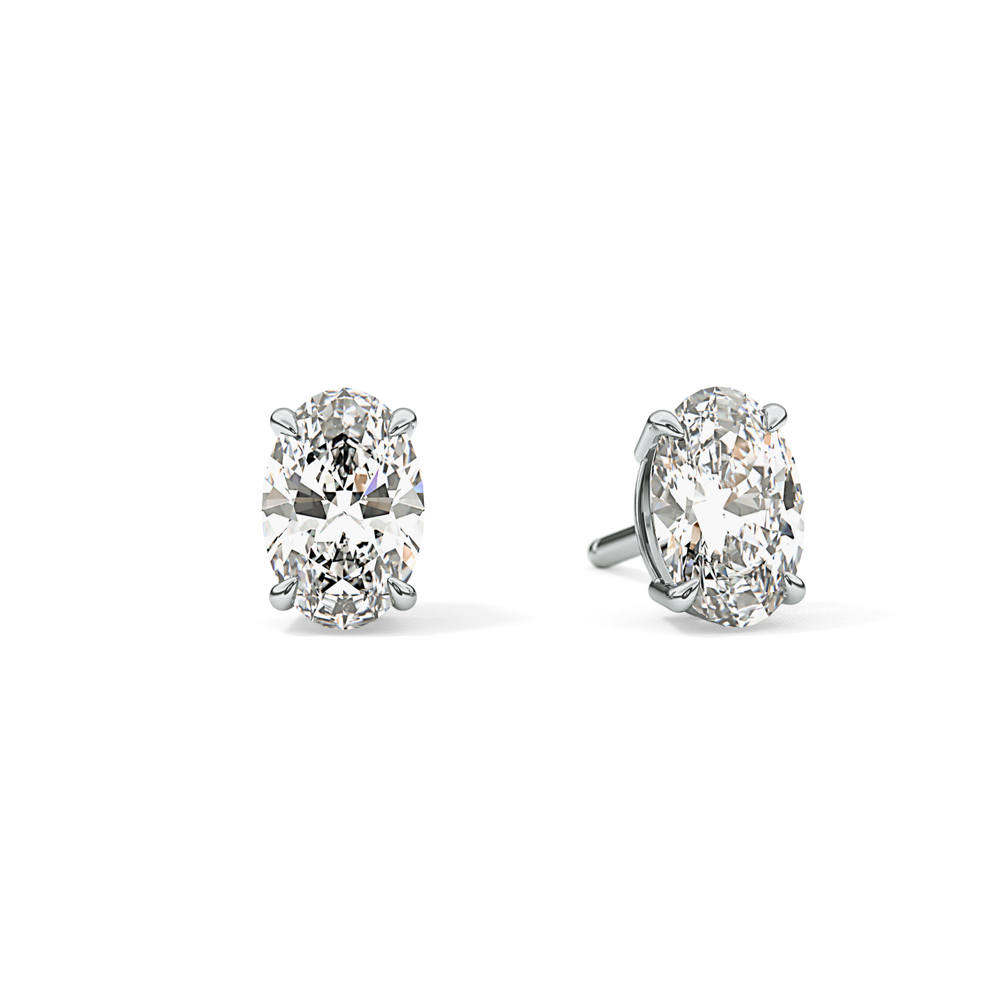 1 TCW Oval Lab Grown Diamond Stud Earrings