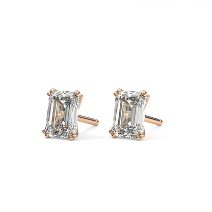 1 TCW Emerald Lab Grown Diamond Stud Earrings