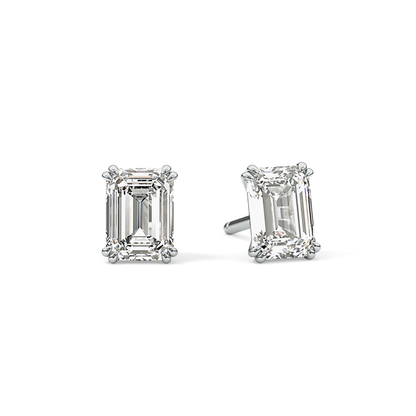 1 TCW Emerald Lab Grown Diamond Stud Earrings