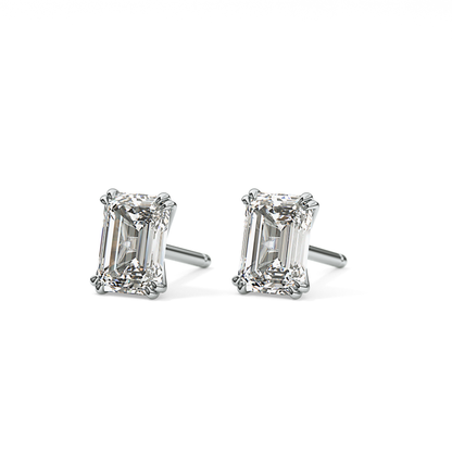1 TCW Emerald Lab Grown Diamond Stud Earrings