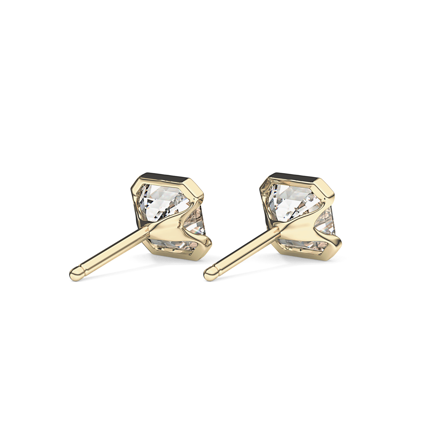 1 TCW Asscher Half Bezel Lab Grown Diamond Stud Earrings