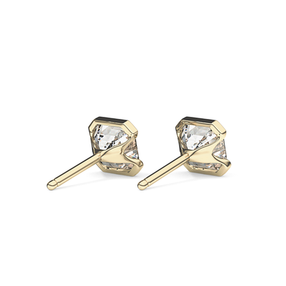 1 TCW Asscher Half Bezel Lab Grown Diamond Stud Earrings