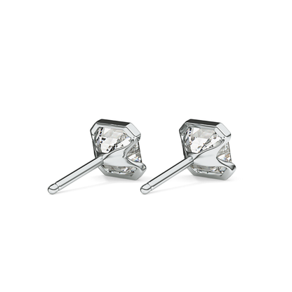 1 TCW Asscher Half Bezel Lab Grown Diamond Stud Earrings