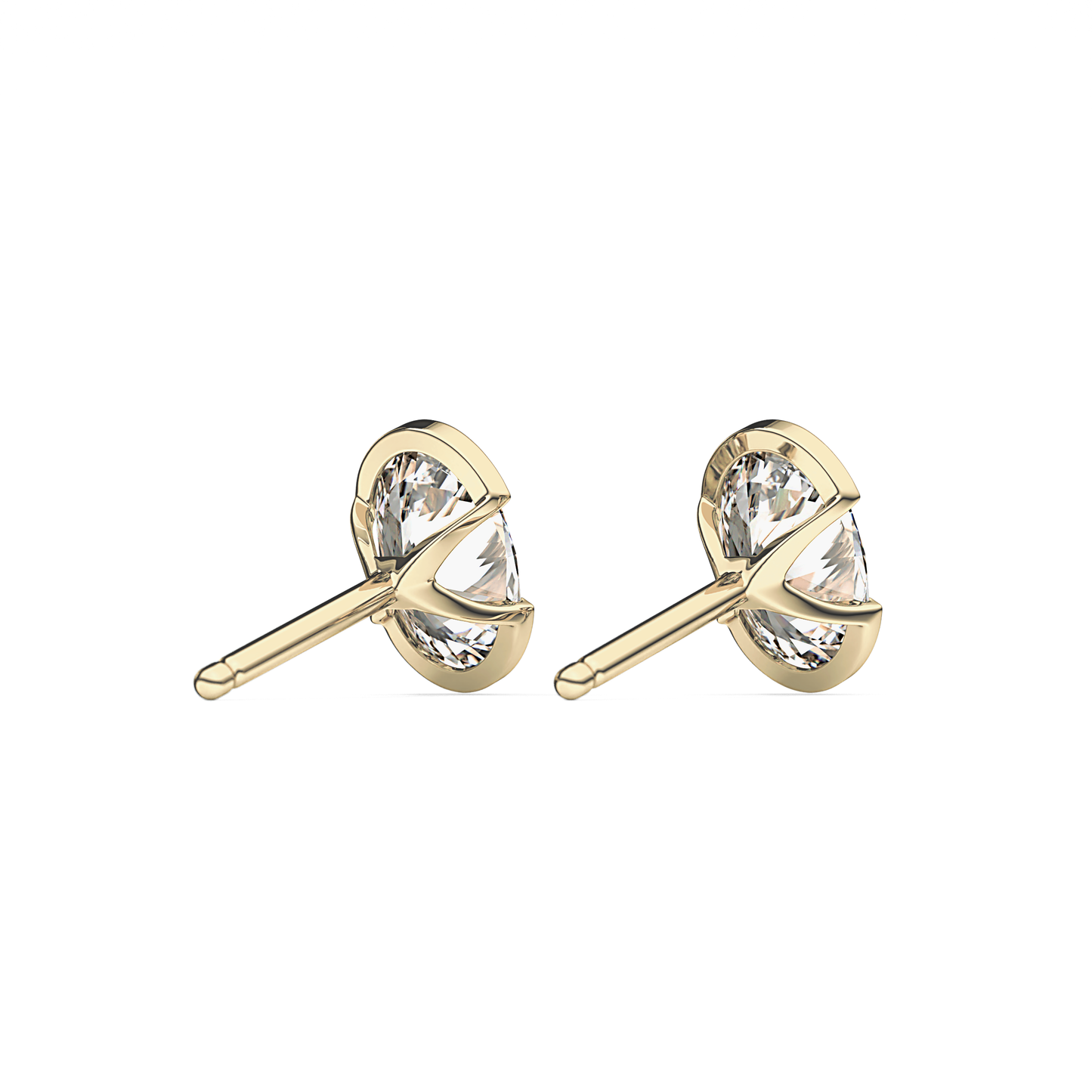 1 TCW Oval Half Bezel Lab Grown Diamond Stud Earrings