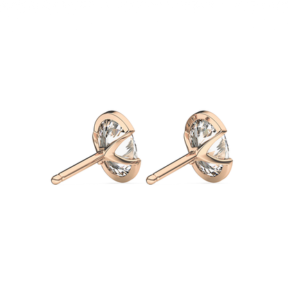 1 TCW Oval Half Bezel Lab Grown Diamond Stud Earrings