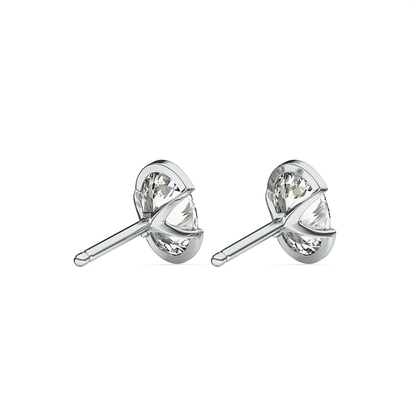 1 TCW Oval Half Bezel Lab Grown Diamond Stud Earrings
