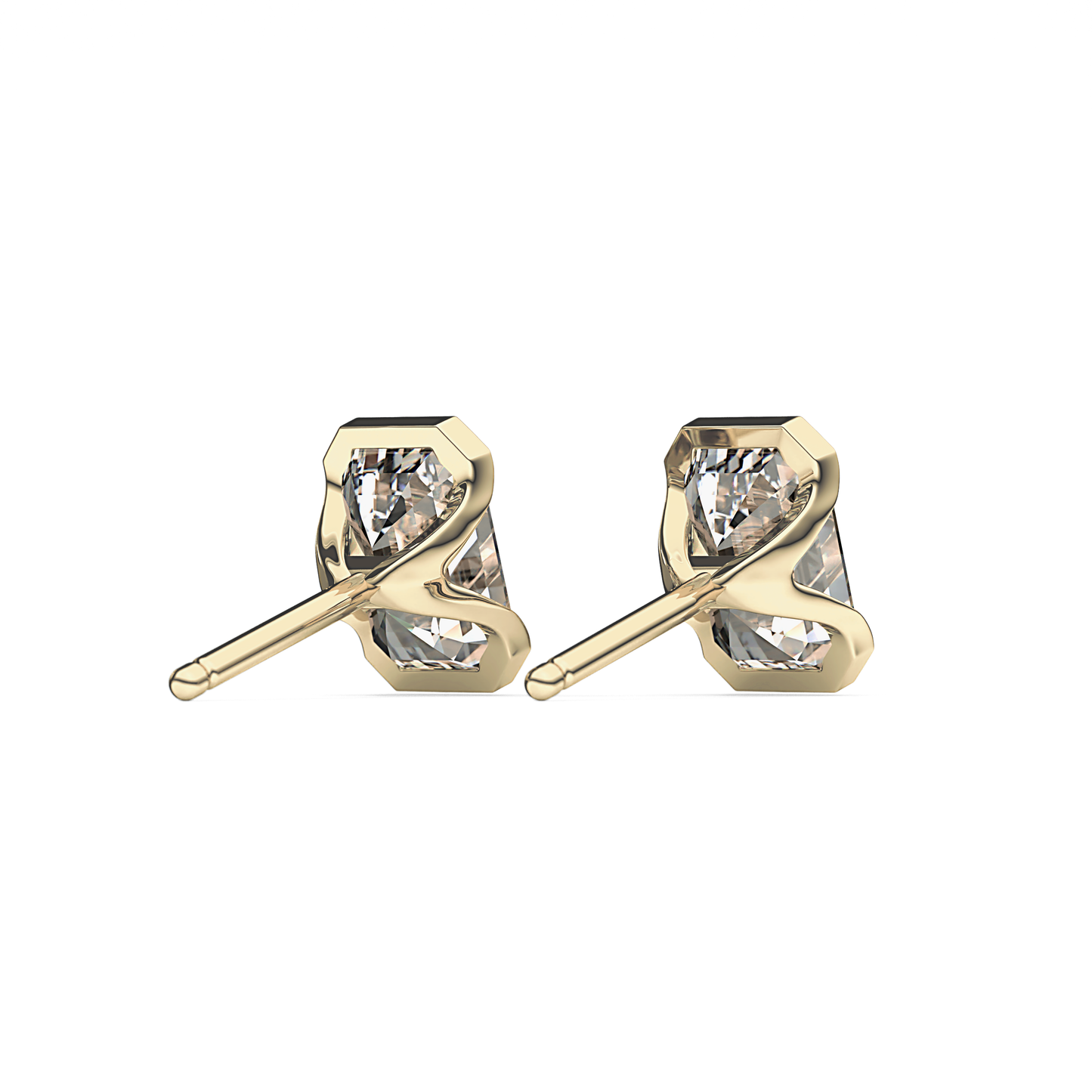 1 TCW Emerald Half Bezel Lab Grown Diamond Stud Earrings