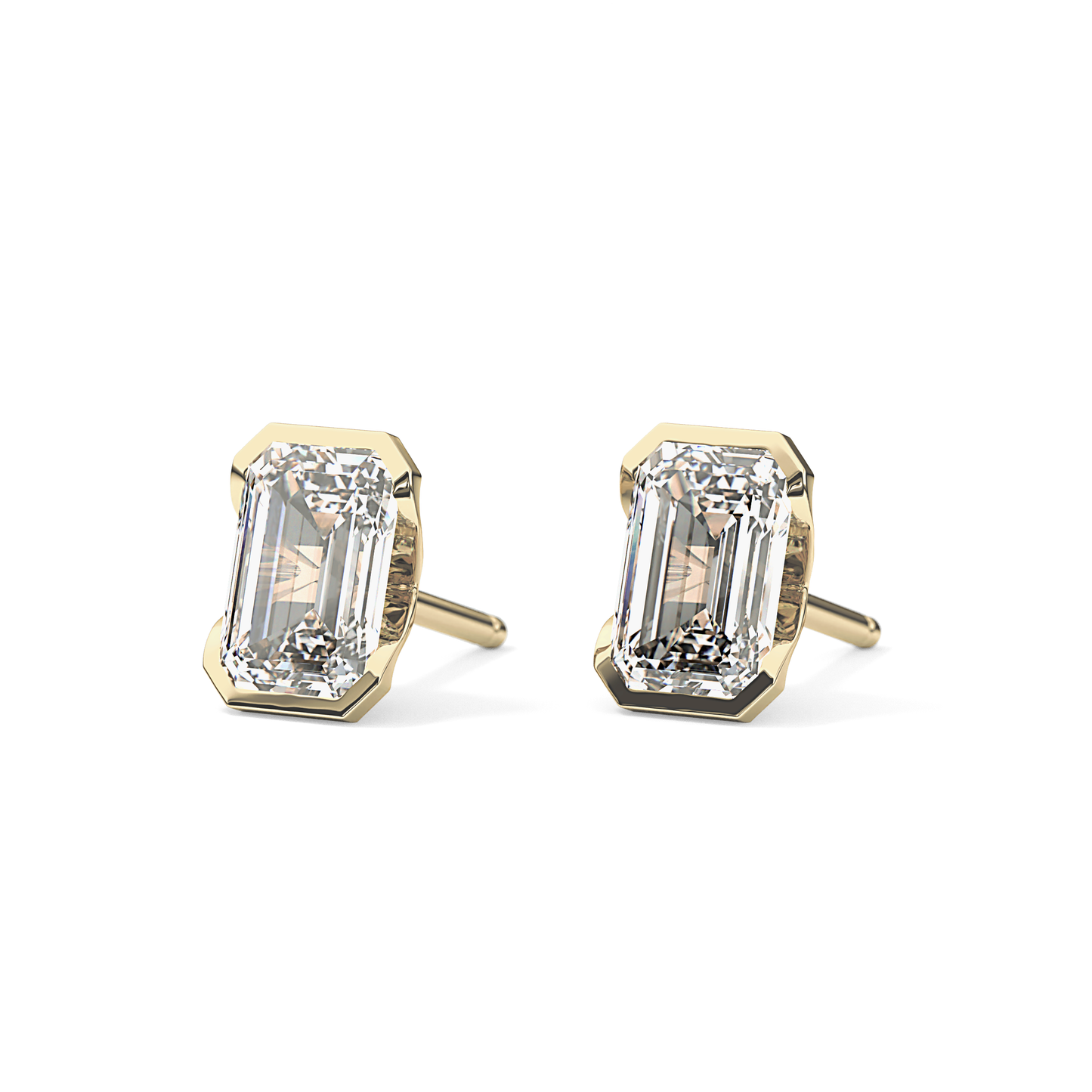 1 TCW Emerald Half Bezel Lab Grown Diamond Stud Earrings