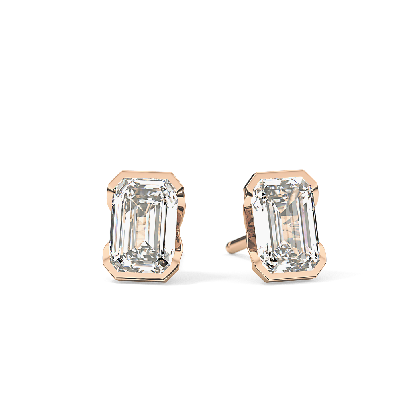 1 TCW Emerald Half Bezel Lab Grown Diamond Stud Earrings
