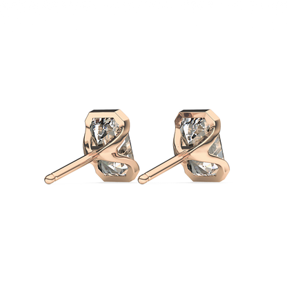 1 TCW Emerald Half Bezel Lab Grown Diamond Stud Earrings
