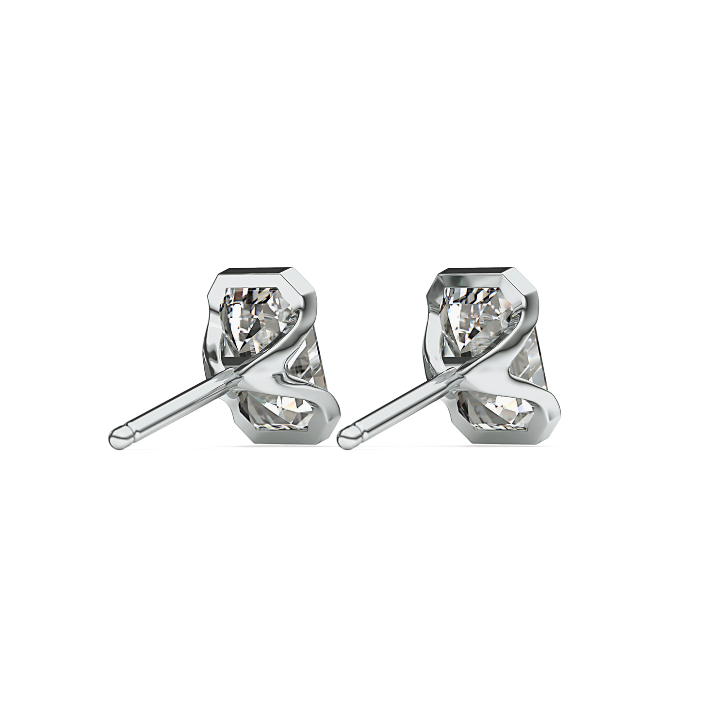 1 TCW Emerald Half Bezel Lab Grown Diamond Stud Earrings