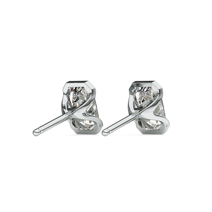 1 TCW Emerald Half Bezel Lab Grown Diamond Stud Earrings