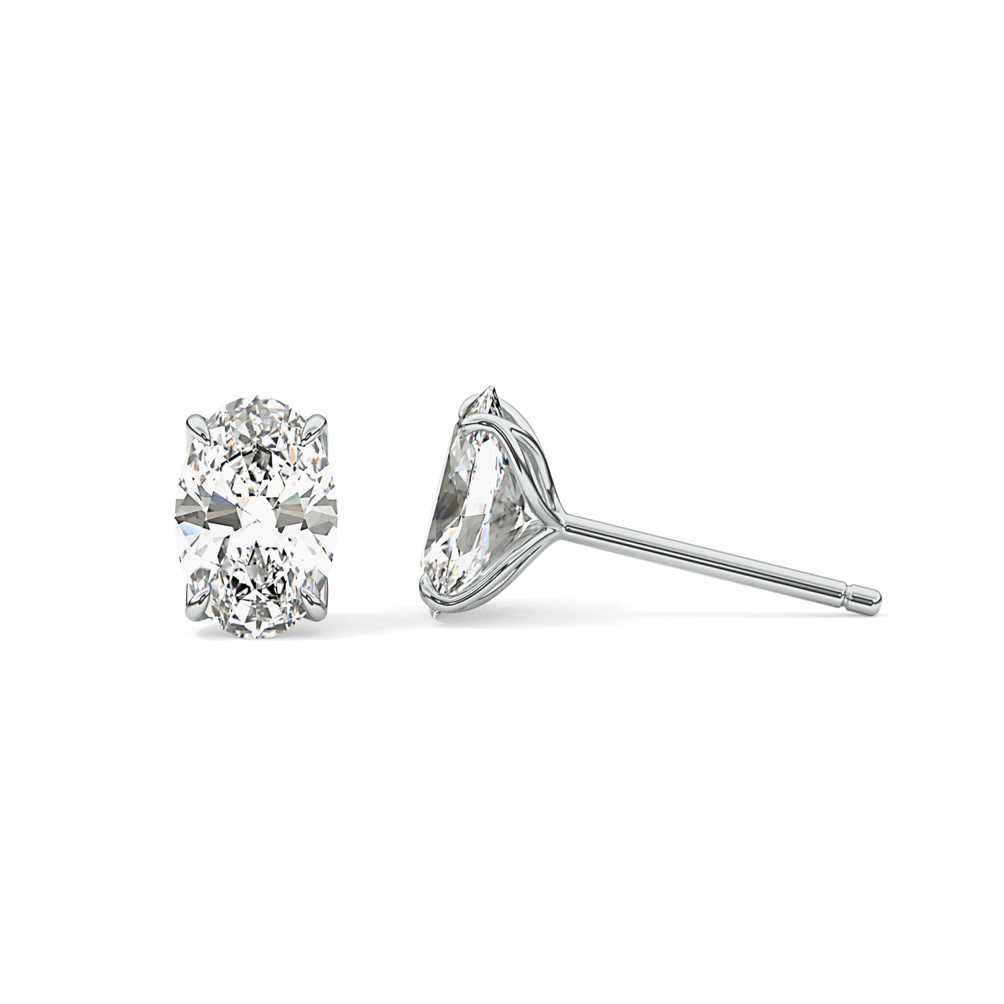 1 TCW Oval Lab Grown Diamond Stud Earrings