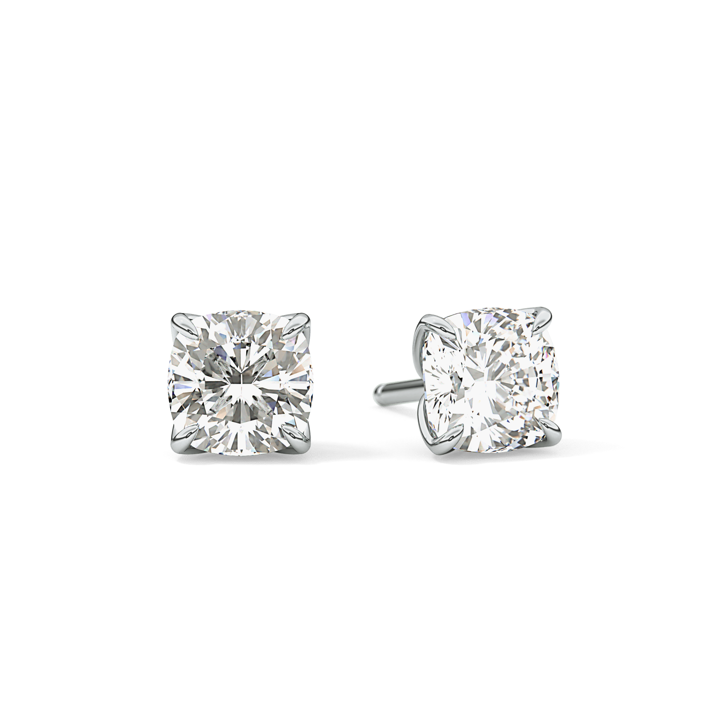 1 TCW Cushion Lab Grown Diamond Stud Earrings