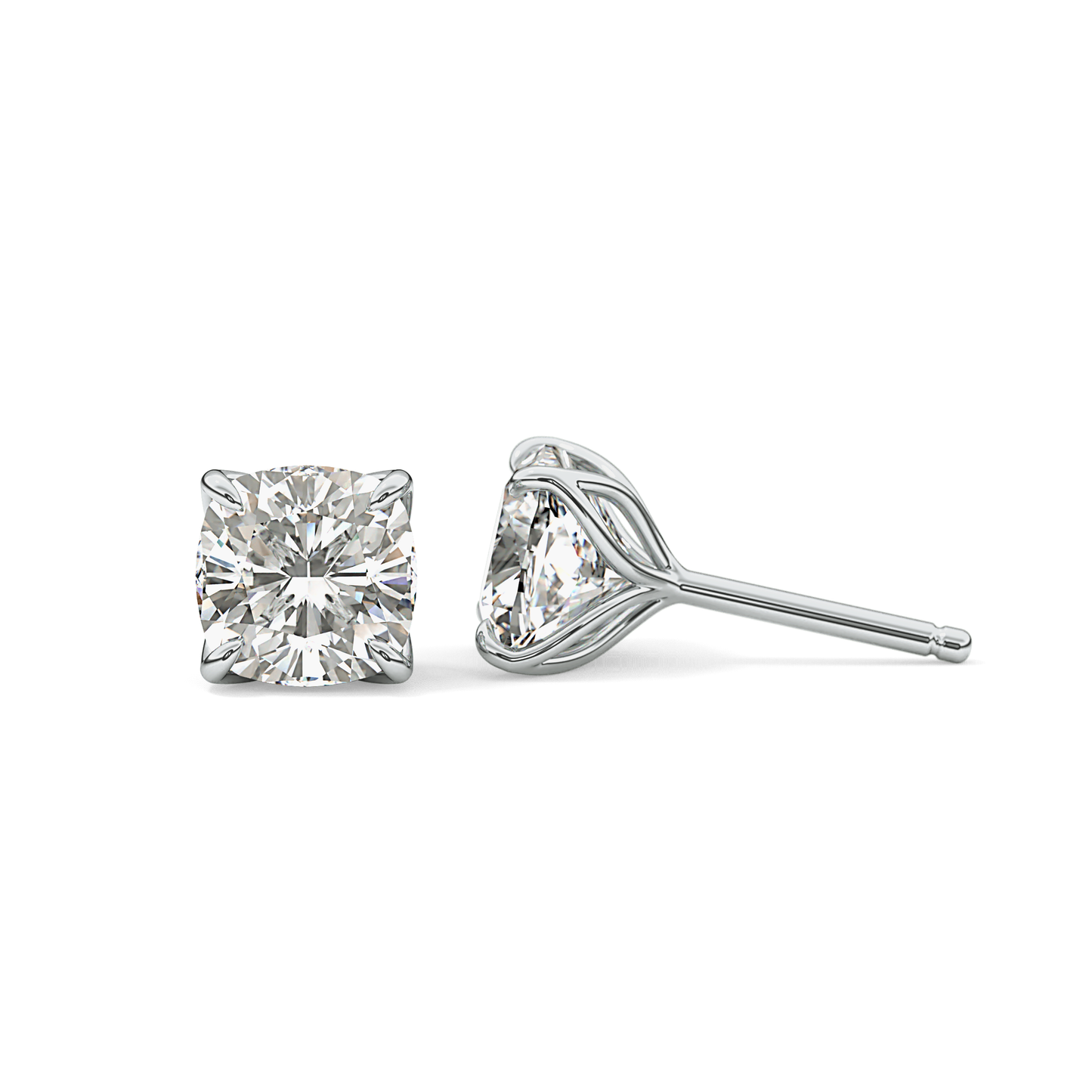 1 TCW Cushion Lab Grown Diamond Stud Earrings