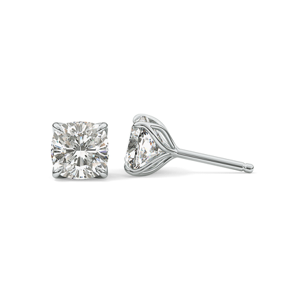 1 TCW Cushion Lab Grown Diamond Stud Earrings