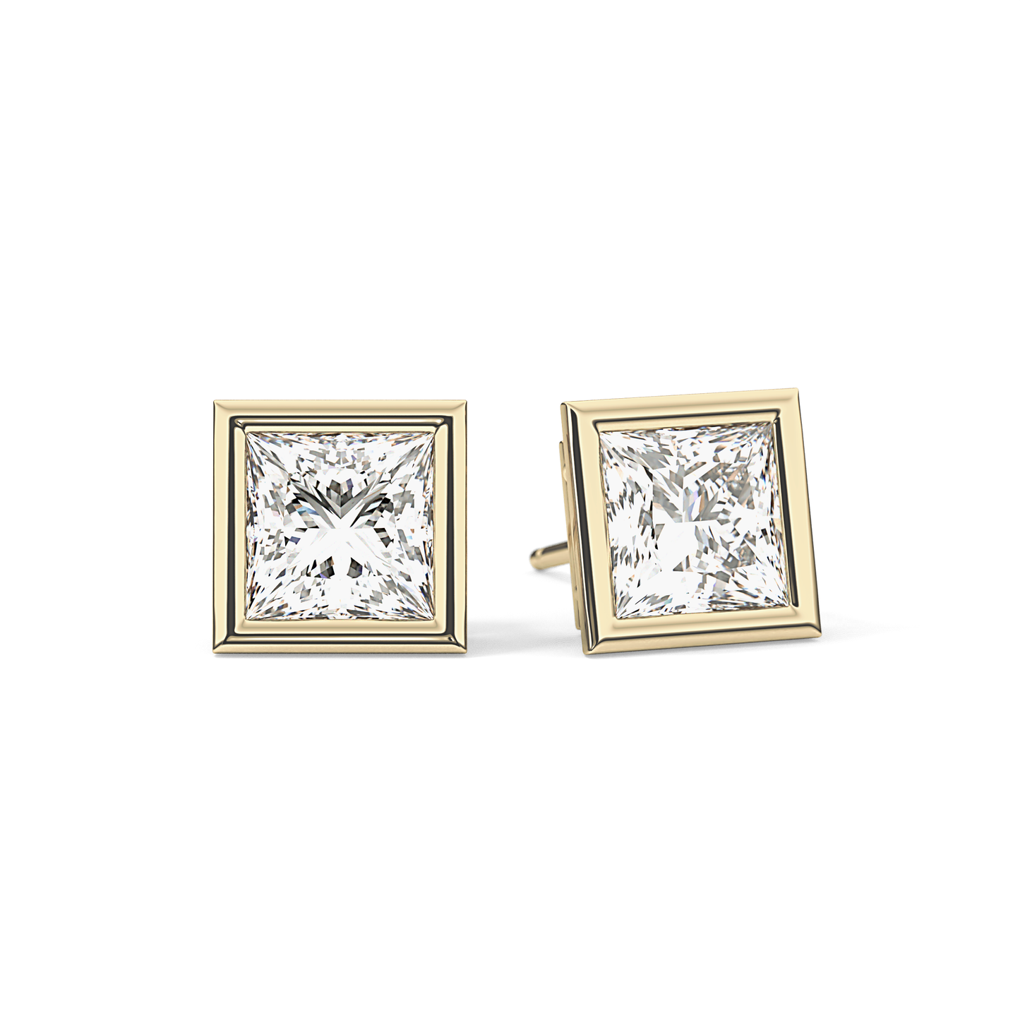 1 TCW Princess Bezel Lab-Grown Diamond Stud Earrings