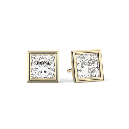 1 TCW Princess Bezel Lab-Grown Diamond Stud Earrings