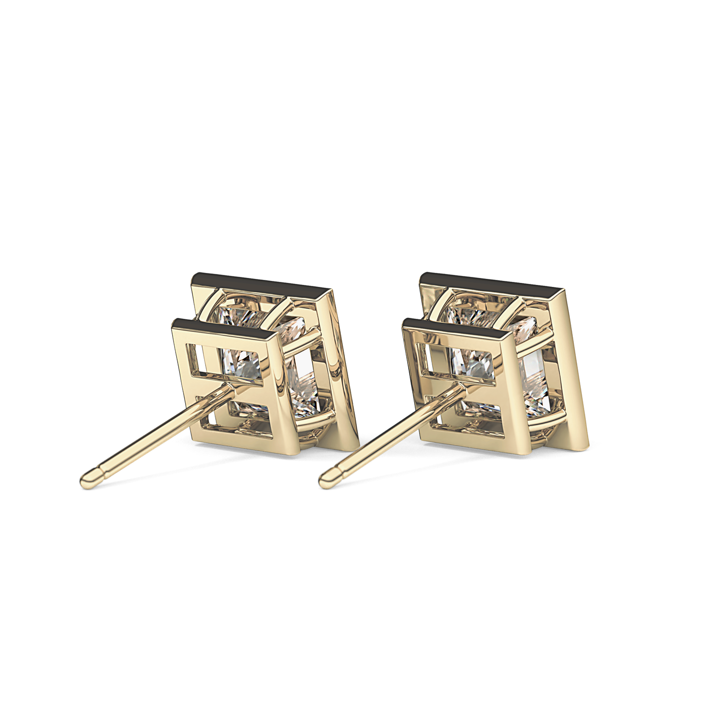 1 TCW Princess Bezel Lab-Grown Diamond Stud Earrings