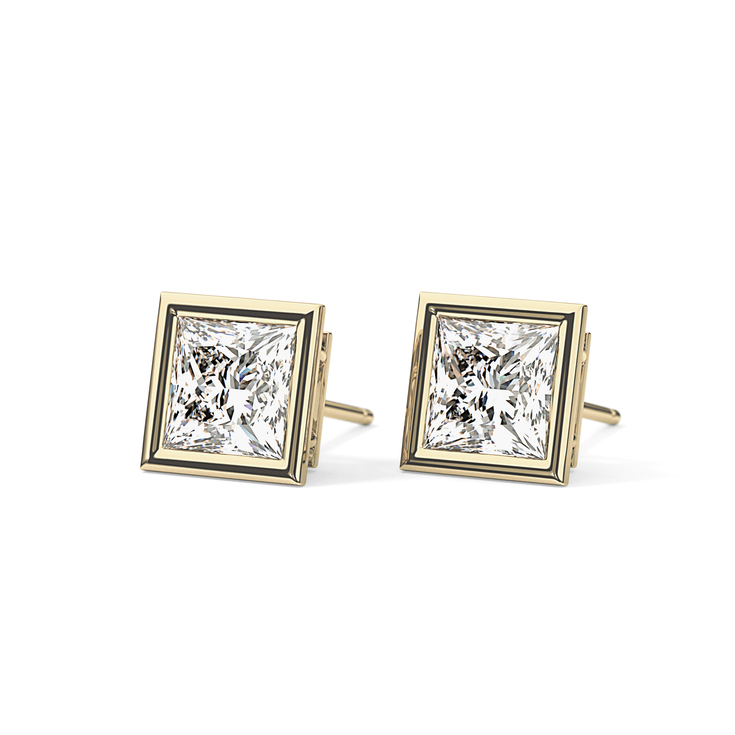 1 TCW Princess Bezel Lab-Grown Diamond Stud Earrings