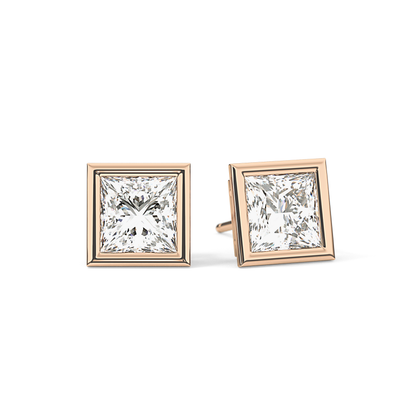 1 TCW Princess Bezel Lab-Grown Diamond Stud Earrings
