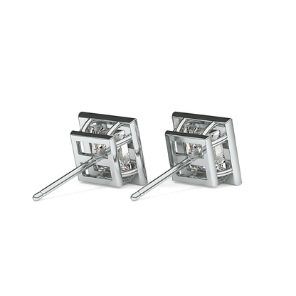 1 TCW Princess Bezel Lab-Grown Diamond Stud Earrings