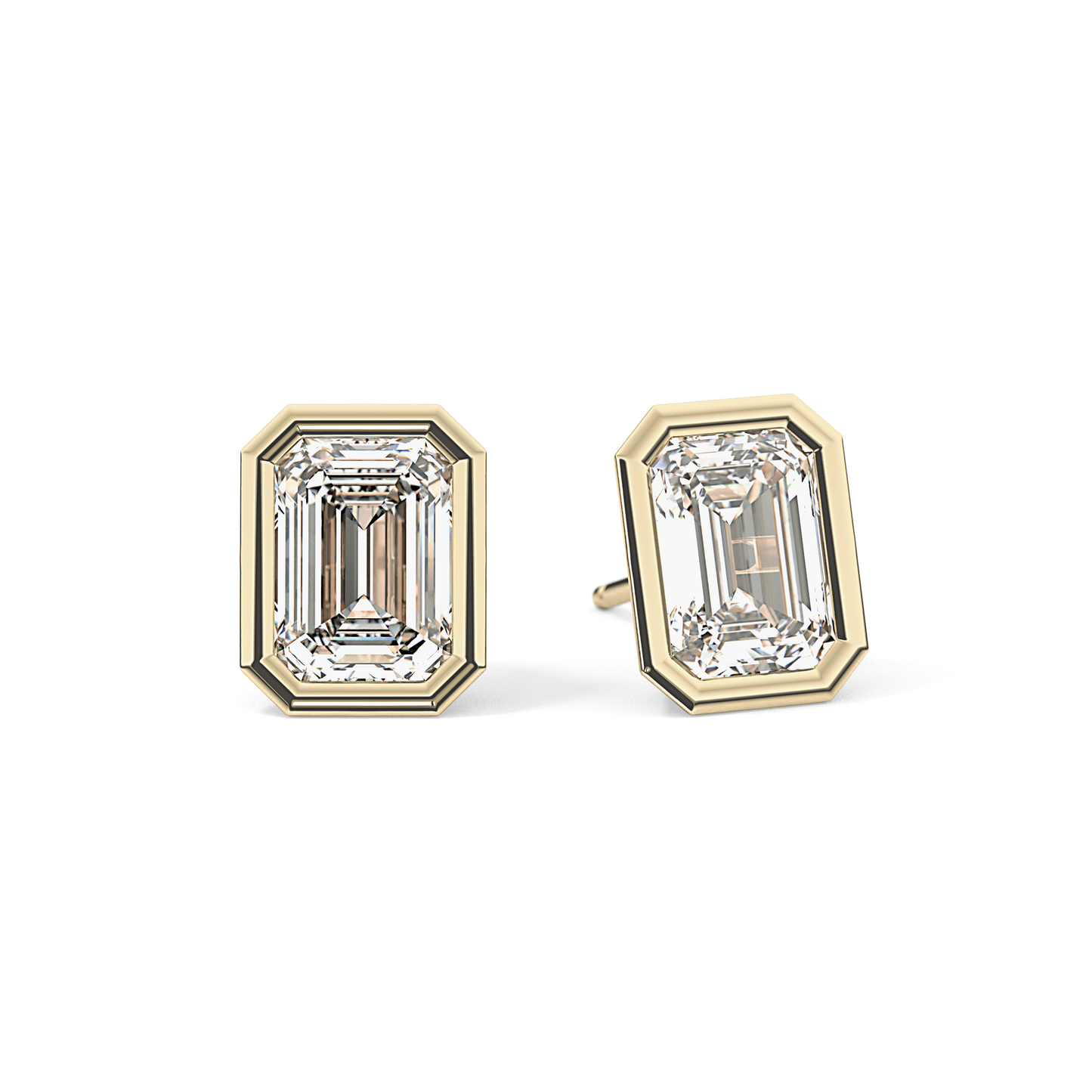 1 TCW Emerald Bezel Lab-Grown Diamond Stud Earrings