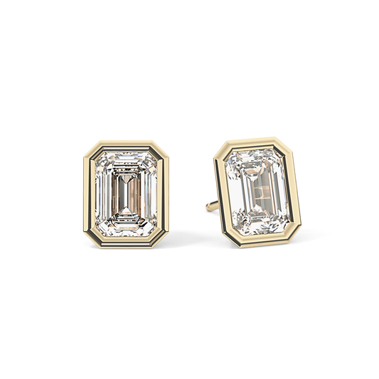 1 TCW Emerald Bezel Lab-Grown Diamond Stud Earrings