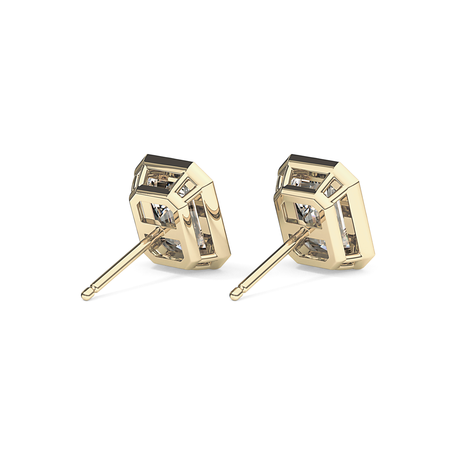 1 TCW Emerald Bezel Lab-Grown Diamond Stud Earrings