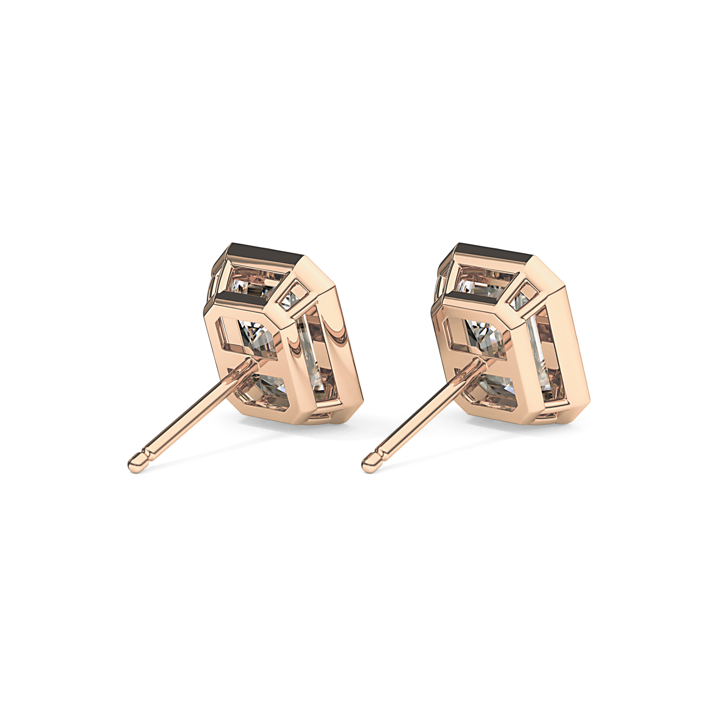1 TCW Emerald Bezel Lab-Grown Diamond Stud Earrings