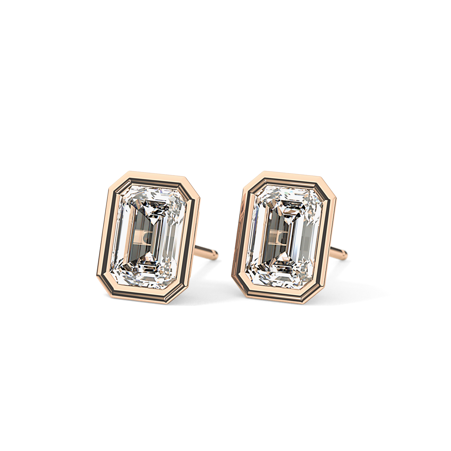 1 TCW Emerald Bezel Lab-Grown Diamond Stud Earrings