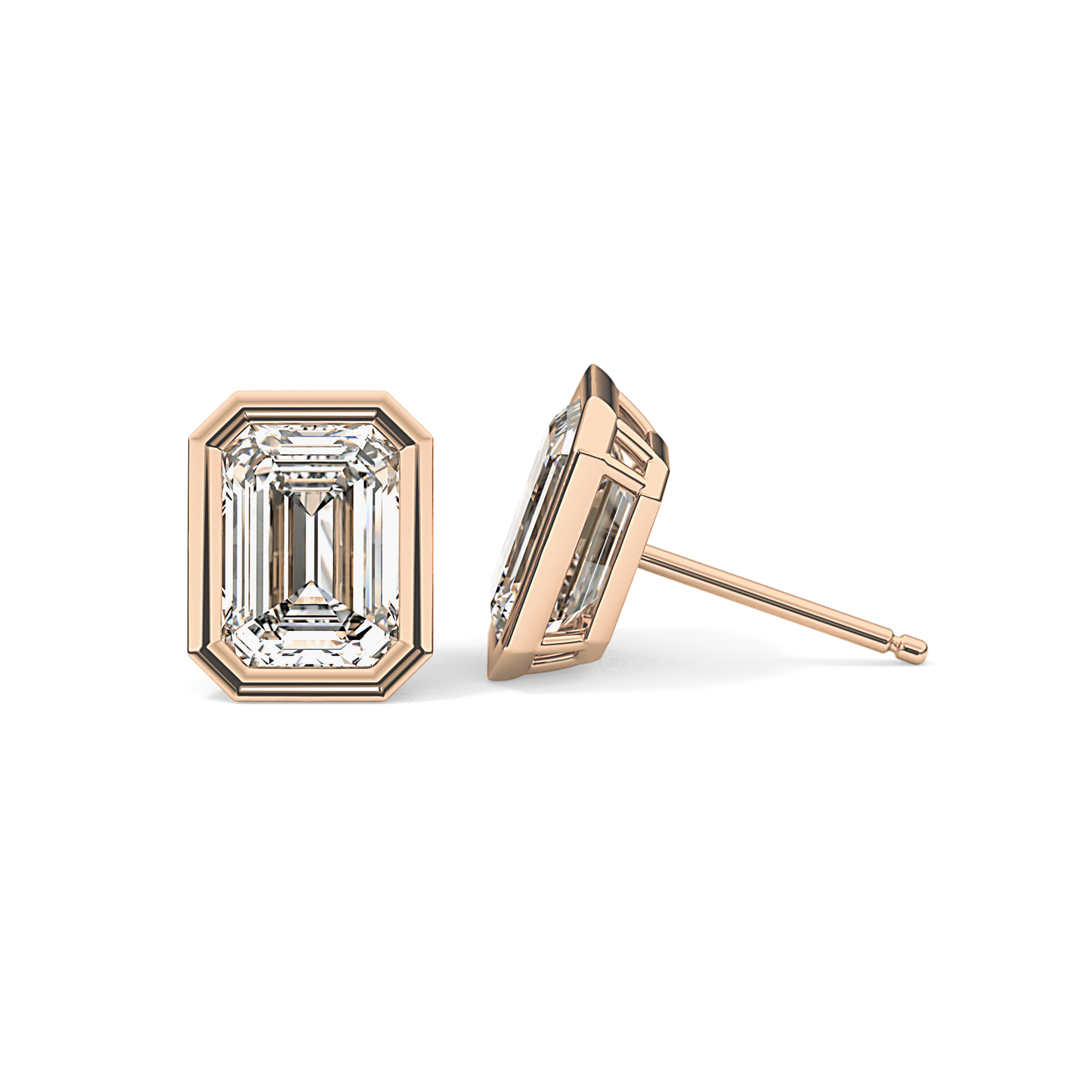 1 TCW Emerald Bezel Lab-Grown Diamond Stud Earrings