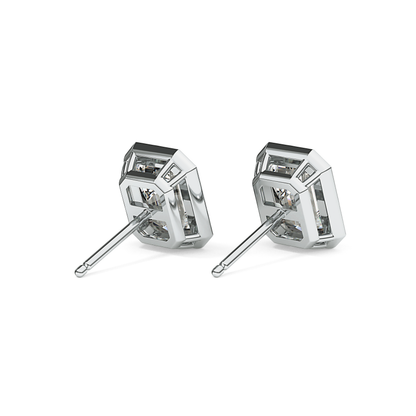 1 TCW Emerald Bezel Lab-Grown Diamond Stud Earrings