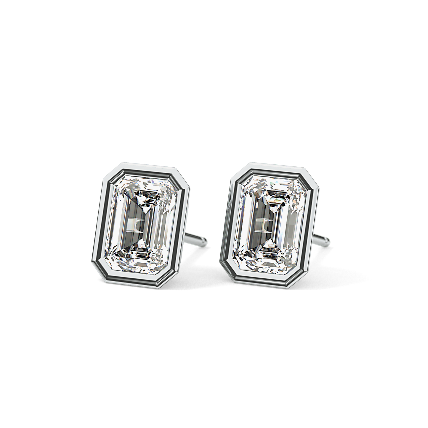 1 TCW Emerald Bezel Lab-Grown Diamond Stud Earrings