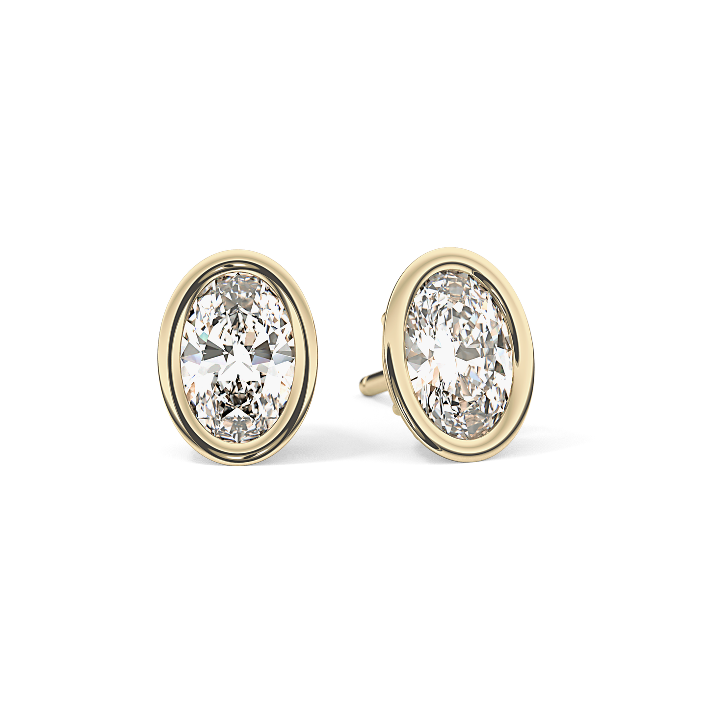 1 TCW Oval Bezel Lab-Grown Diamond Stud Earrings