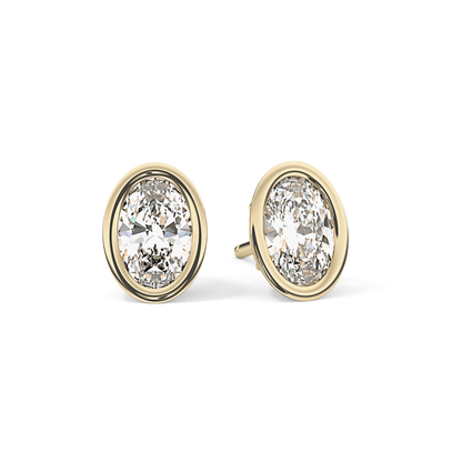 1 TCW Oval Bezel Lab-Grown Diamond Stud Earrings