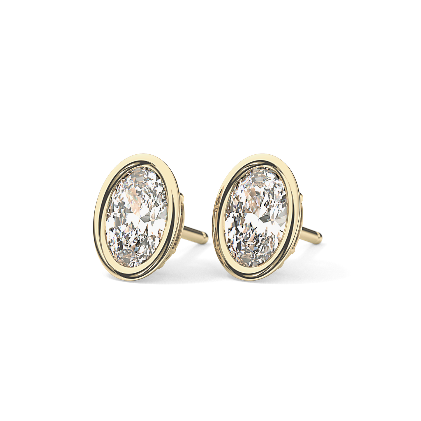 1 TCW Oval Bezel Lab-Grown Diamond Stud Earrings