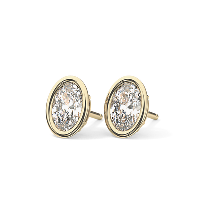 1 TCW Oval Bezel Lab-Grown Diamond Stud Earrings