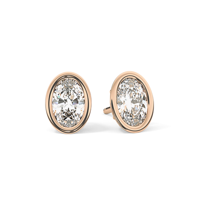 1 TCW Oval Bezel Lab-Grown Diamond Stud Earrings