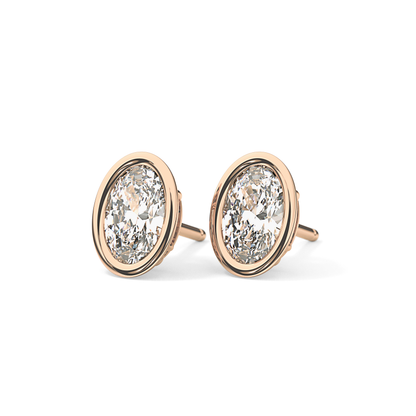 1 TCW Oval Bezel Lab-Grown Diamond Stud Earrings