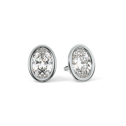 1 TCW Oval Bezel Lab-Grown Diamond Stud Earrings