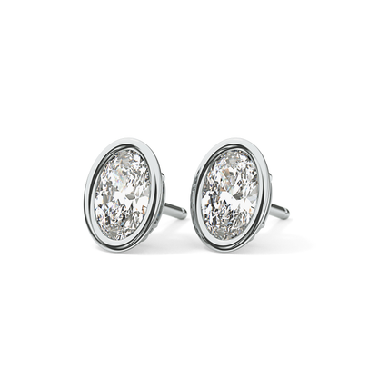 1 TCW Oval Bezel Lab-Grown Diamond Stud Earrings