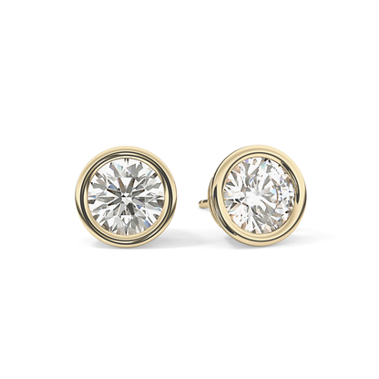 1 TCW Round Bezel Lab-Grown Diamond Stud Earrings