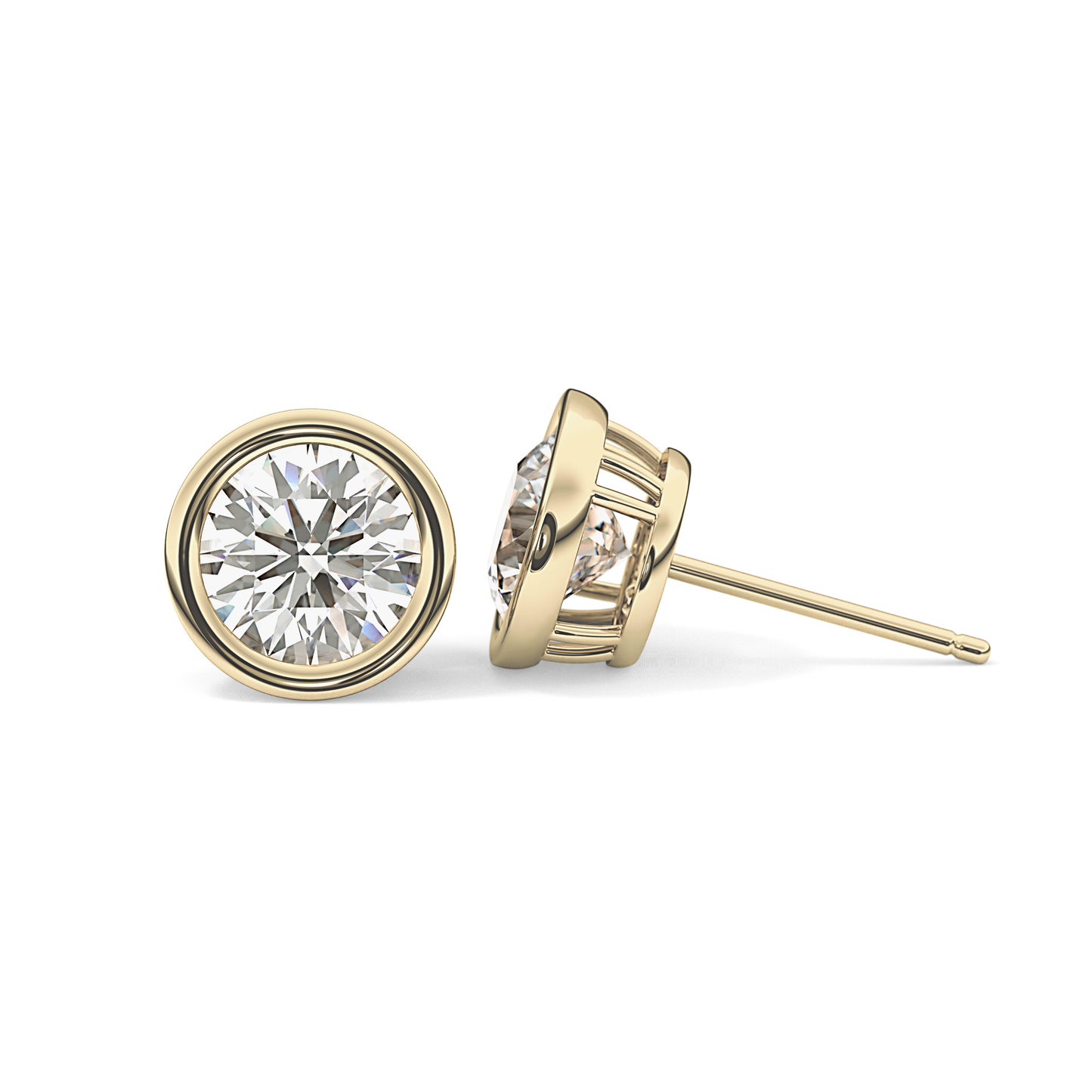 1 TCW Round Bezel Lab-Grown Diamond Stud Earrings
