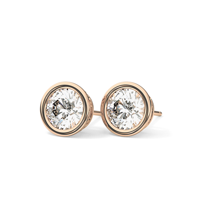 1 TCW Round Bezel Lab-Grown Diamond Stud Earrings