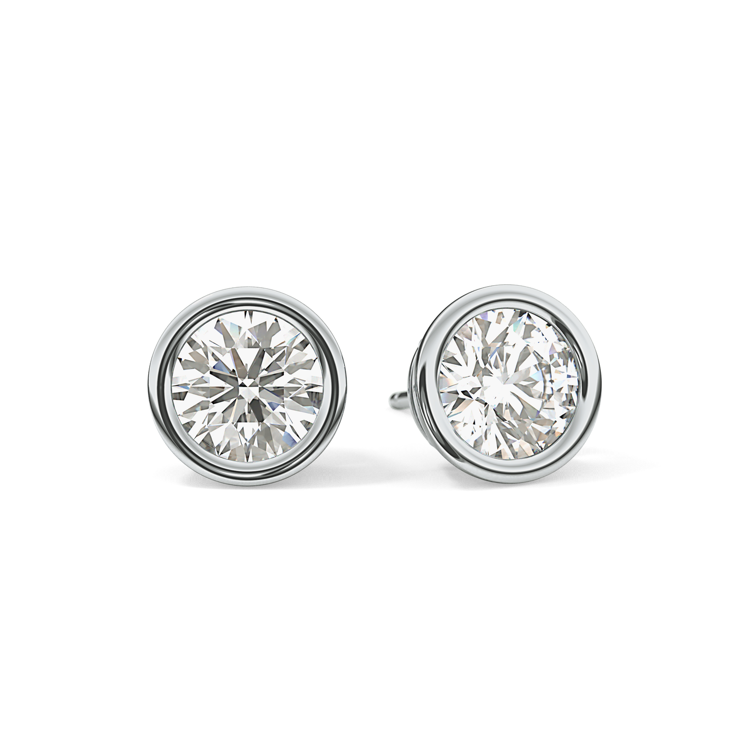 1 TCW Round Bezel Lab-Grown Diamond Stud Earrings