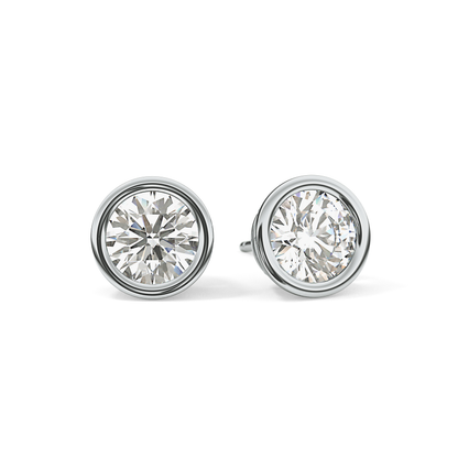 1 TCW Round Bezel Lab-Grown Diamond Stud Earrings