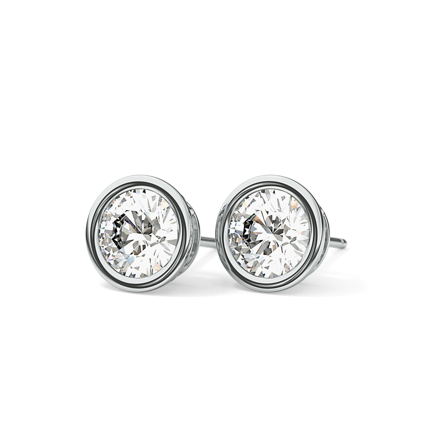 1 TCW Round Bezel Lab-Grown Diamond Stud Earrings