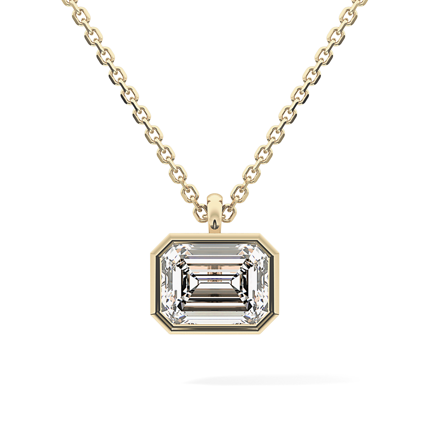 2 CT Emerald Lab-Grown Diamond Solitaire & Bezel Necklace